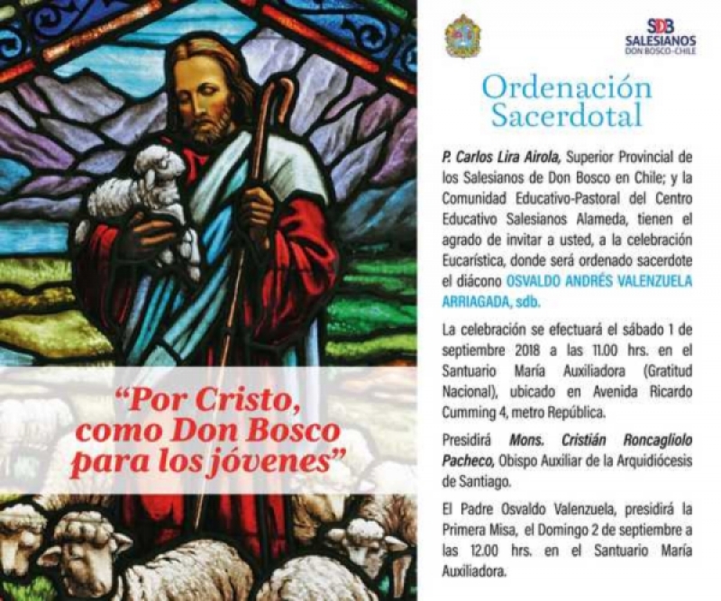 Todos invitados a acompañar a Osvaldo en su ordenación sacerdotal.